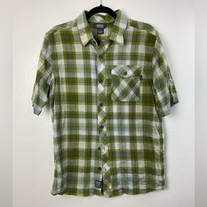 Outdoor Research Green Plaid flannel Short sleeve button down Shirt Men’s Large